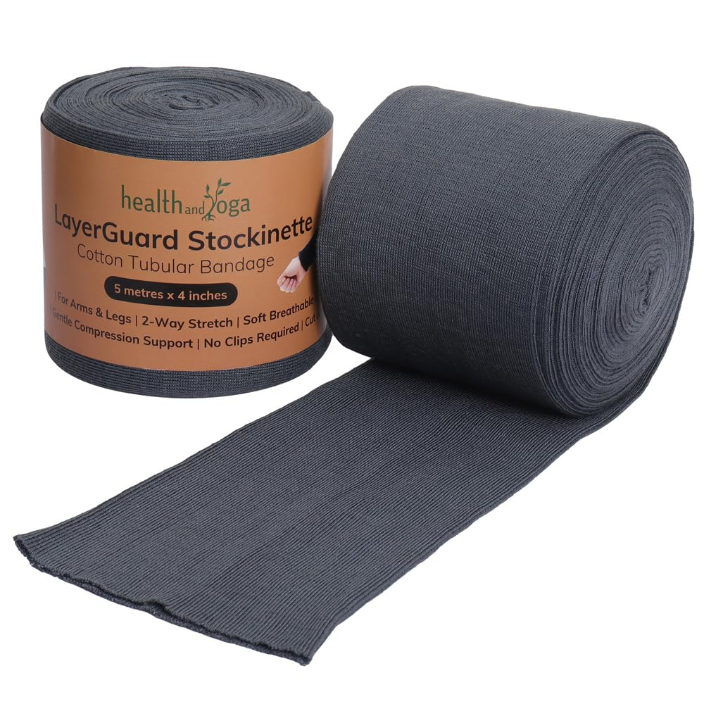 Layerguard Cotton Stockinette Sleeve Roll, Naturally Stretchable Raw Cotton &ndash; Comfort Wear, Sweat Absorbent &ndash; Reduces Itch, Odor and Prevents Residue Build up - Suitable for under and over Cast Bandage Wear (Grey - 3 Inch) image number 1