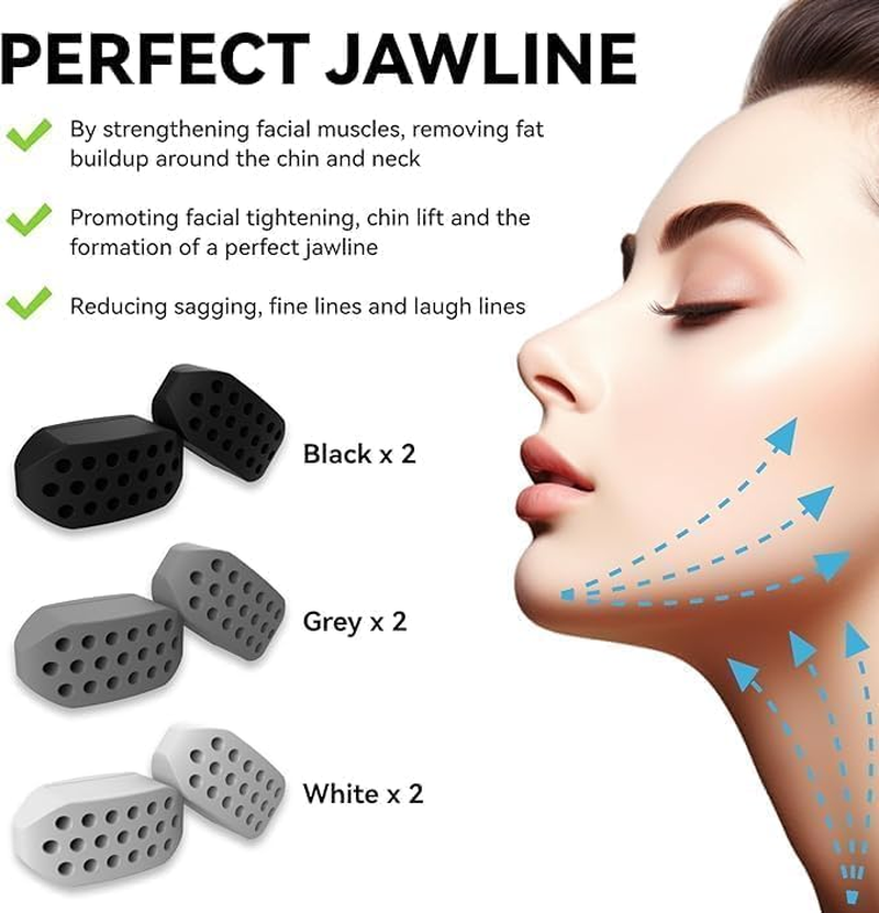 Wentworth Jawline Exerciser for Men & Women - 3 Resistance Levels (6 Pcs) BPA Free Silicone Jaw Trainer, Face Slimmer & Jaw Shaper for Beginners, Intermediate & Advanced Users