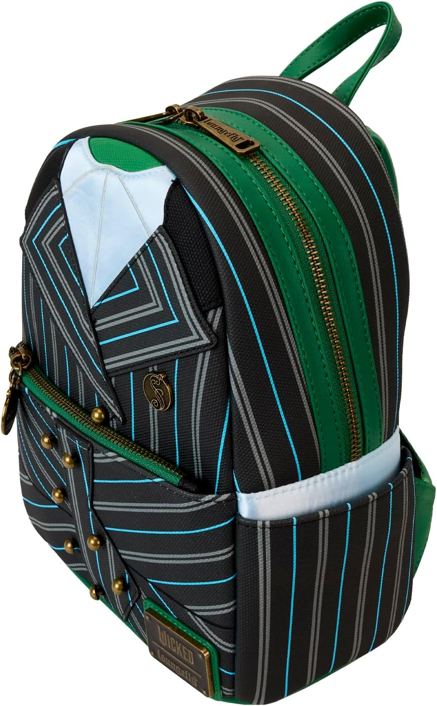 Loungefly Wicked 2024 Elphaba Shiz University Uniform Cosplay Faux Leather Mini Backpack, 10-Inch Size