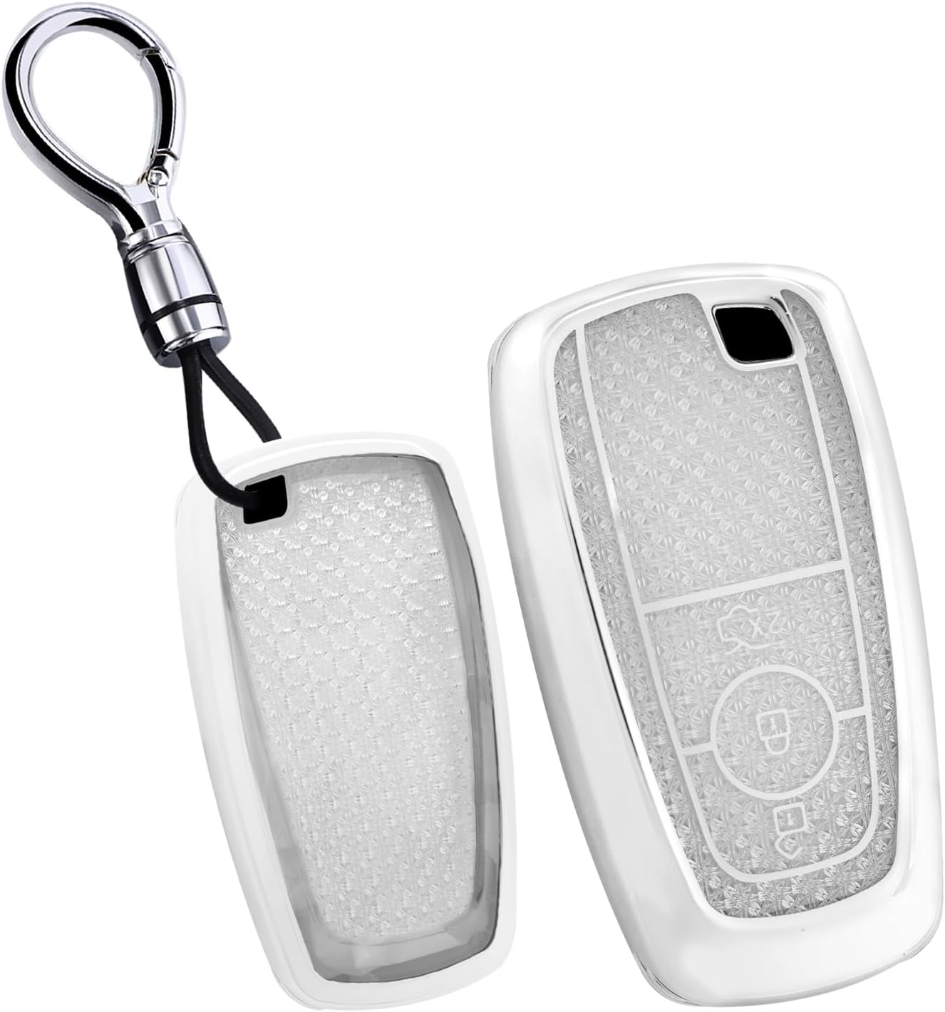 Ontto TPU Car Key Fob Cover Fit for Ford Ranger Everest Transit Custom Kuga Mustang Ecosport Bronco Edge Fusion Key Case Holder Keychain Shell Keyring Bag Bling Protector Accessories Pink 2