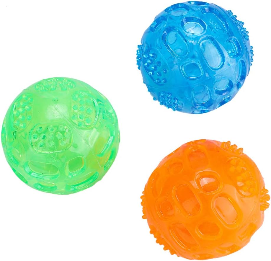 EVTSCAN Pet Squeaky Chewing Balls, 3Pcs Dog Spike Dog Balls Squeaky Dog Toys Cleaning Teeth Toys Balls Soft Durable for Puppy Small Medium Dogs
