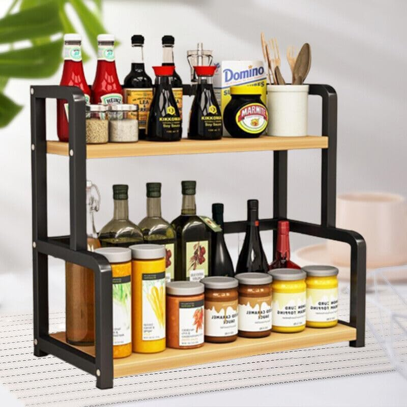 LEDON 2 Tier Kitchen Spice Rack Storage Organizer Seasoning Stand Shelf Countertop (40Cm) image number 2
