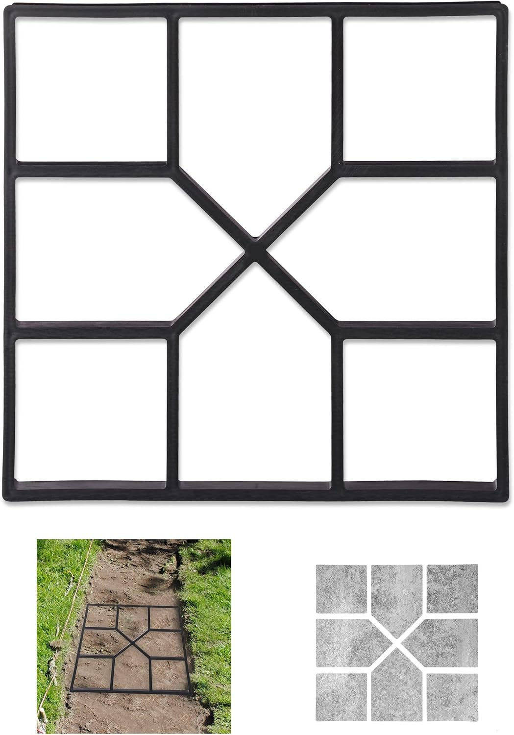Relaxdays Concrete Mould Form Square Casting Mold Cement Path Paving Pattern Maker 40 X 40 Cm image number 2
