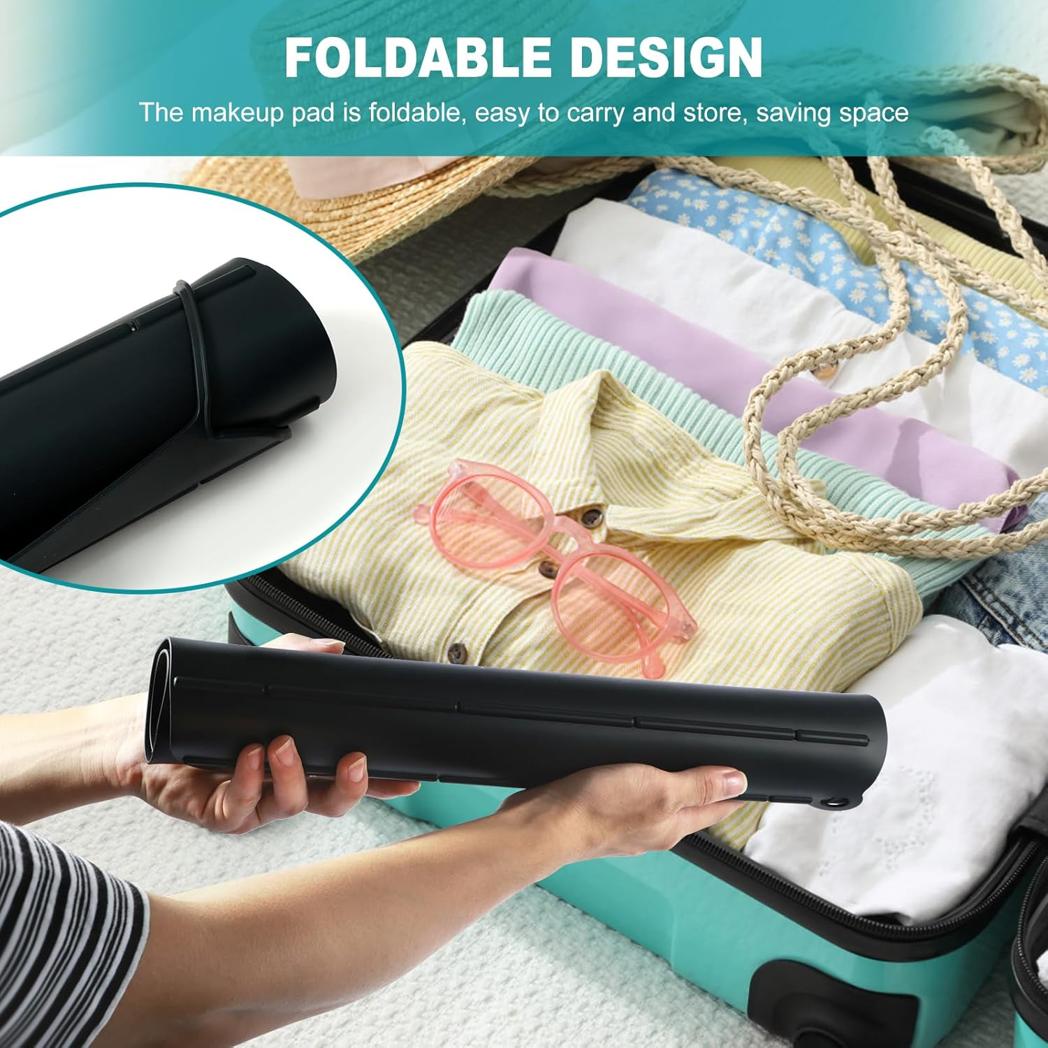 Black Silicone Sink Cover - Foldable, Heat Resistant, Space Saver for Bathroom Counter image number 4