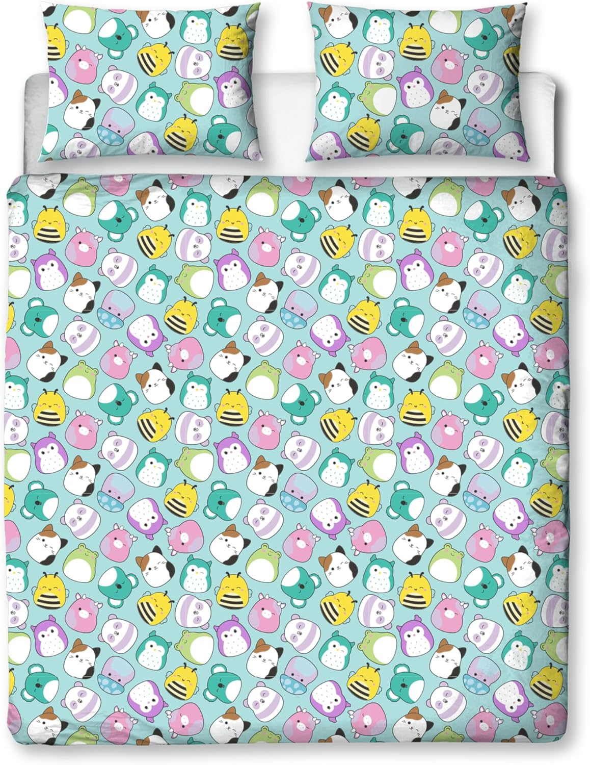 Squishmallows Official Double Duvet Cover Set, Happy Design | Reversible 2 Sided Squish Characters Bedding Cover Official Merchandise Including Matching Pillow Cases image number 4