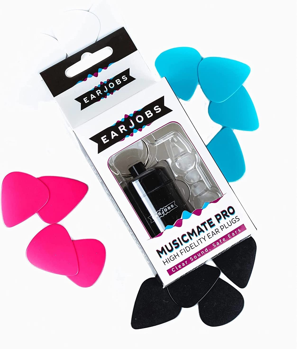 Earjobs&trade; MUSICMATE&reg; PRO High Fidelity Music Ear Plugs - Best Noise Reduction for Musicians, Concerts, Festivals & Drummers (Earplugs, Lanyard and Case) image number 2