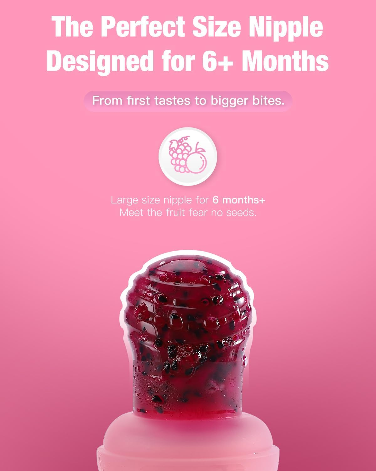 Baby Fruit Feeder & Popsicle Molds Tray Combo, New Born Must Haves and Babies Led Weaning Supplies for Safe Infant Self Feeding, 6+ Month (Pink) image number 4