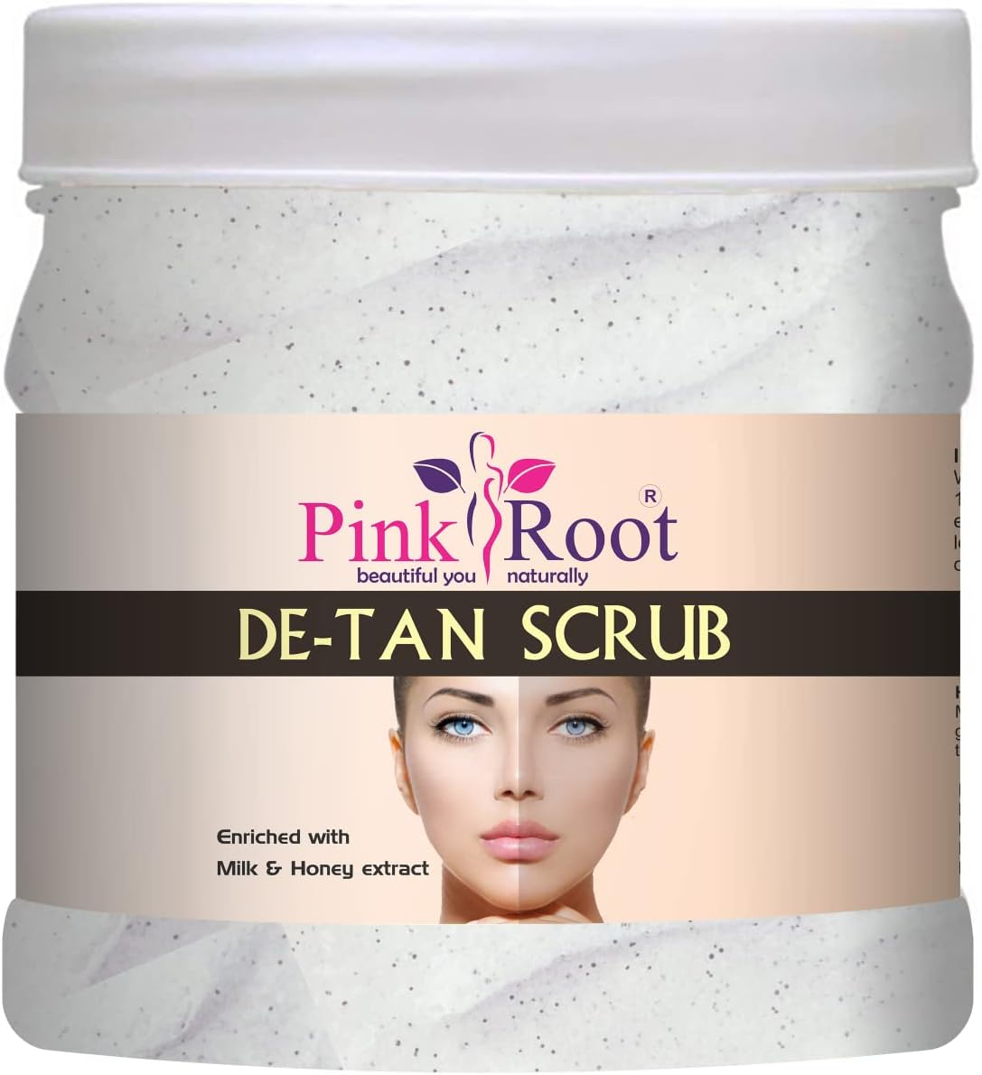 Pink Root DE-TAN Scrub Enriched with Milk & Honey Extract 500Gm image number 5