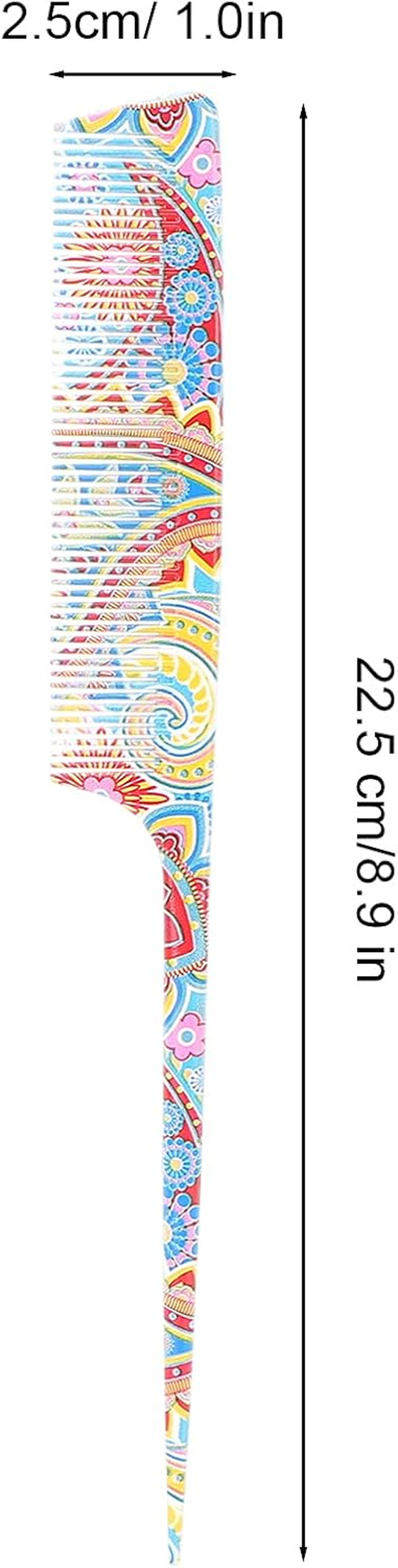 Ejoyous 8.9 Inch ABS Rat Tail Comb, Durable anti Static Hair & Scalp Safe, Professional Styling/Sectioning/Backcombing/Coloring Salon & Home Use, Smooth Shiny Hair (Waist Flower Pointed Tail Comb) image number 5