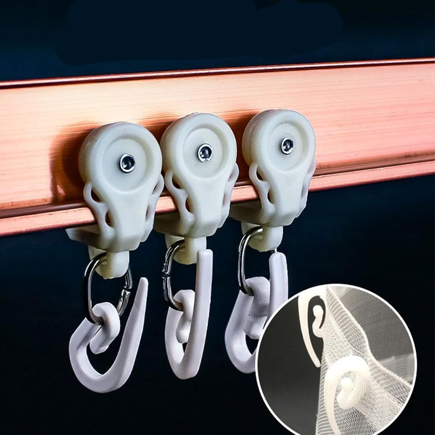 XUTONG 150PCS Curtain Hooks, Metal Drapery Rings and Plastic Hooks, White image number 2