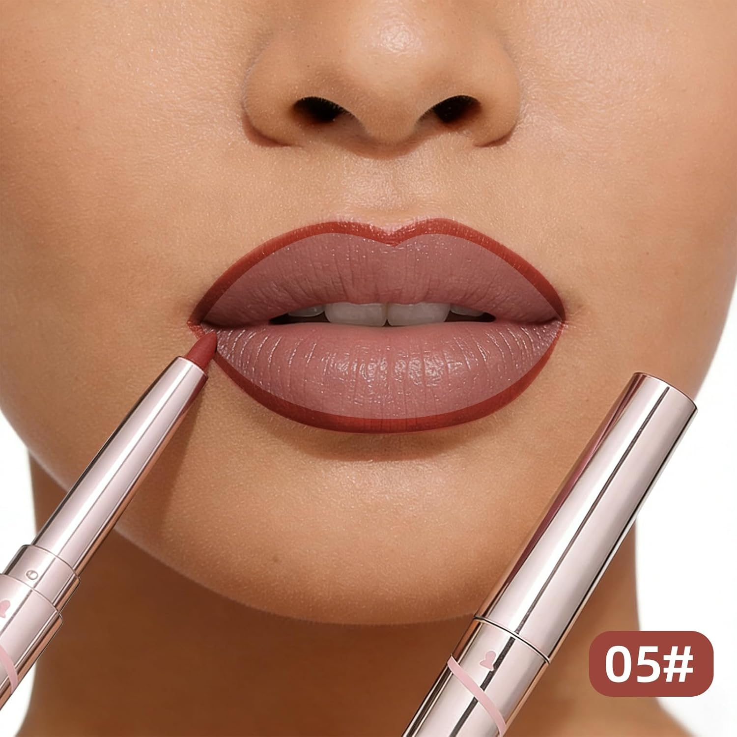 U-Shinein 2-In-1 Matte Lipstick & Lip Liner Double-End Pen, Long Lasting Smudge-Proof Nourishing Velvet Finish Makeup Party & Office for Women 05 - 04 Terracotta Red Brown image number 6