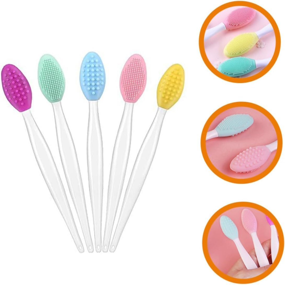 LOORGVEL 5Pcs Double Sided Silicone Lip Scrub Brush Exfoliating Lip Scrubber Tool for Smooth Lips image number 4