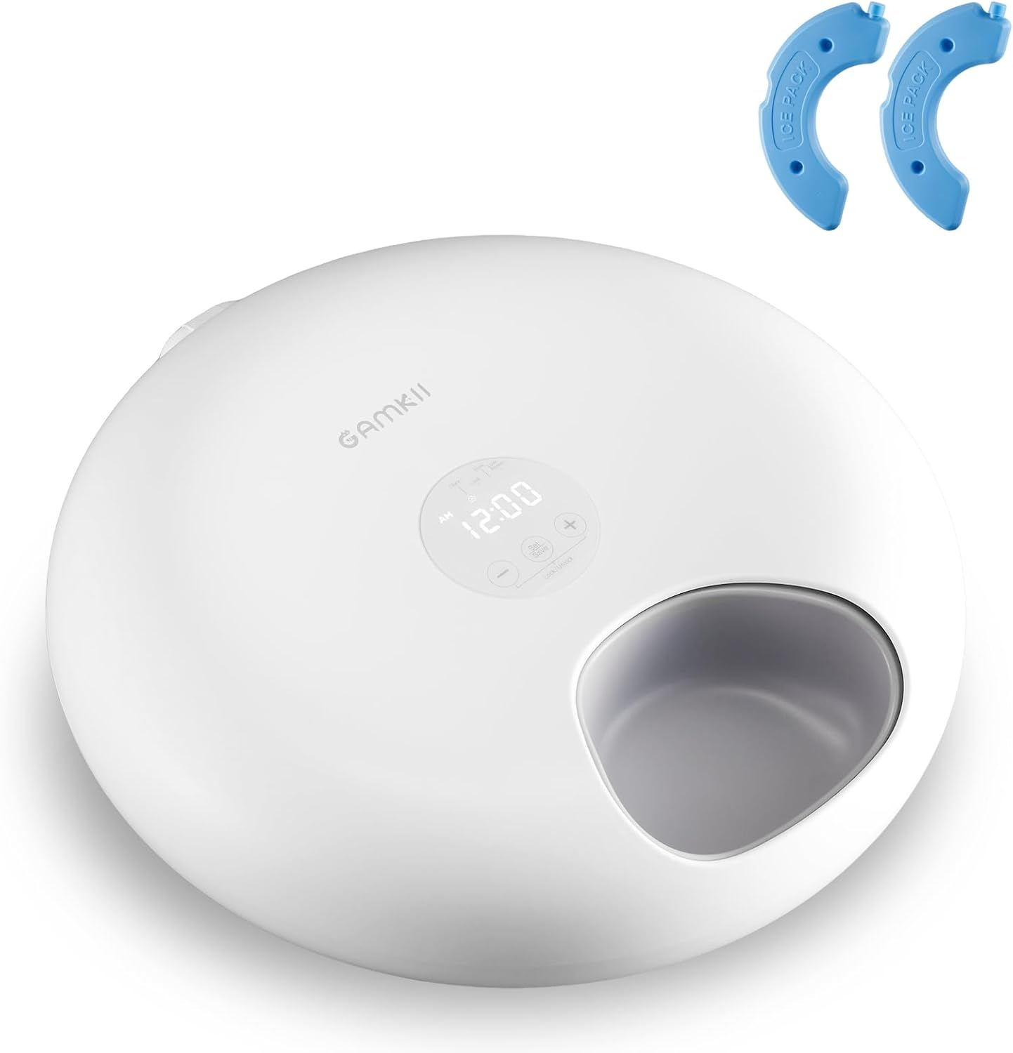 GAMKII Automatic Cat Feeder for Wet Food, 6 Meals Cat Food Dispenser with 2 Ice Packs, Programmable Timer, Rechargeable Cordless Auto Pet Feeder for Cats Small Dogs- Bpa-Free Food Tray image number 4