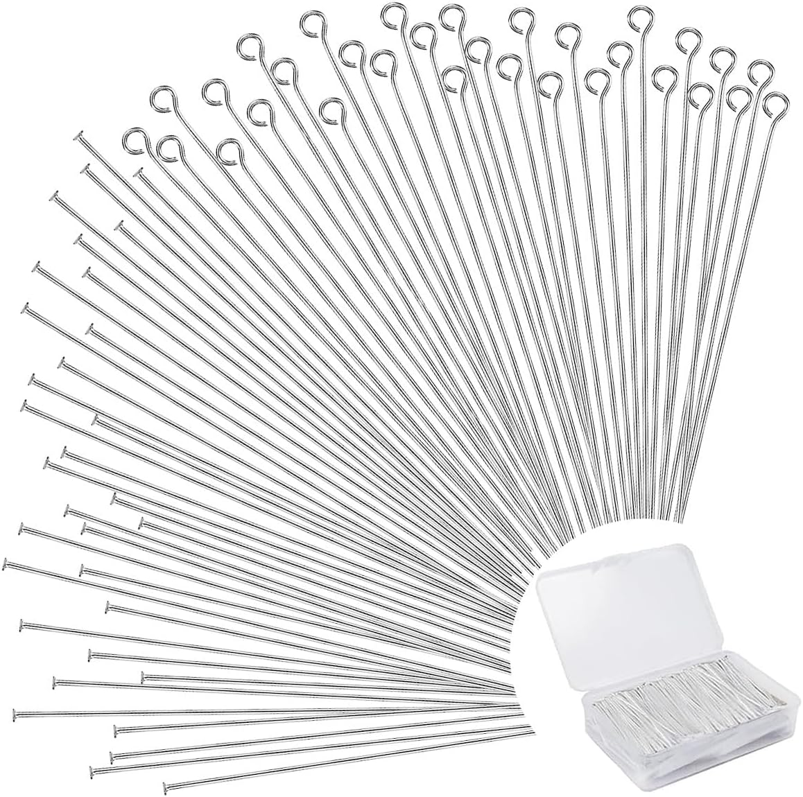 600 Pieces 2 Inch Flat Head Pins Eye Pins for Jewelry Making DIY, Straight Head Eye Pins Gold and Sliver Jewelry Making Pin Metal End Headpins for Craft Earring Bracelet Necklace Pendant Supplies - Gold+Silver image number 5