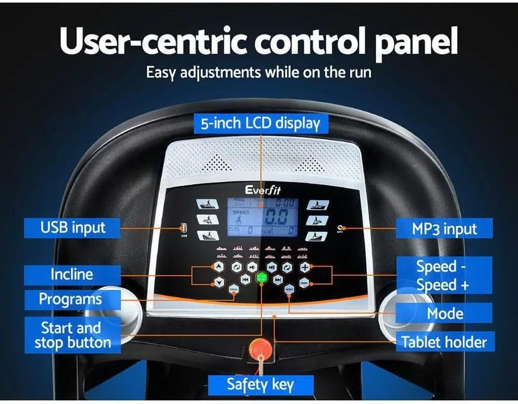 Everfit Treadmill Electric Treadmills with 450Mm Running Belt, Hydraulic Unfolded Walking Pad Foldable Machine Exercise & Fitness Equipment, with up to 18Km/H Speed and 15-Level Incline for Home Gym image number 3