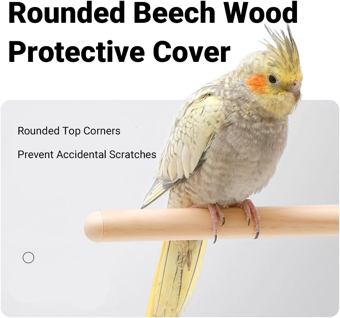 AIMALL Acrylic Parrot Suction Stand Rod with Natural Pine Wood Perch 8.85In &times; 0.78In Bar for Tiger Skin Budgies Peony Birds Cockatiels Lovebirds Car Window Bird Swing Toy image number 2