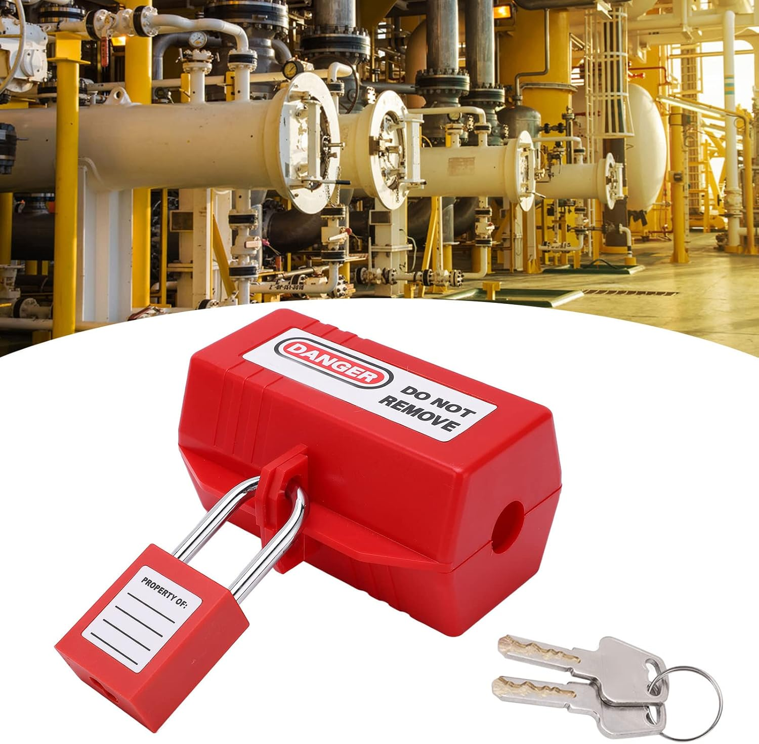 Plug Lockout Tagout Set, Professional Impact Proof Plug Lockout Device High Temp Resistant Rustproof for Home Industry Chemistry for Air Conditioner TV (Medium Lock Box + 38Mm Padlock) image number 5