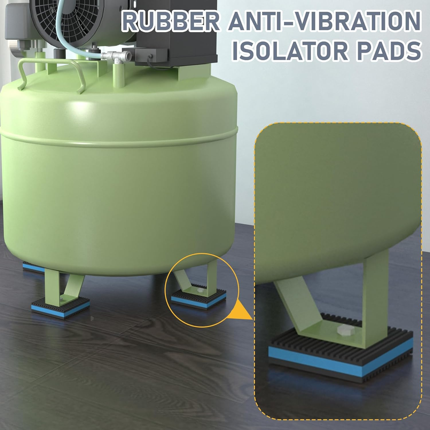 Flamorrow Rubber anti Vibration Pads, 3 X 3 X 7/8 Inch Heavy Duty EVA Anti-Vibration Isolation Pads for Air Compressor, HVAC, Air Conditioner Unit, Treadmill, Pack of 4 image number 1