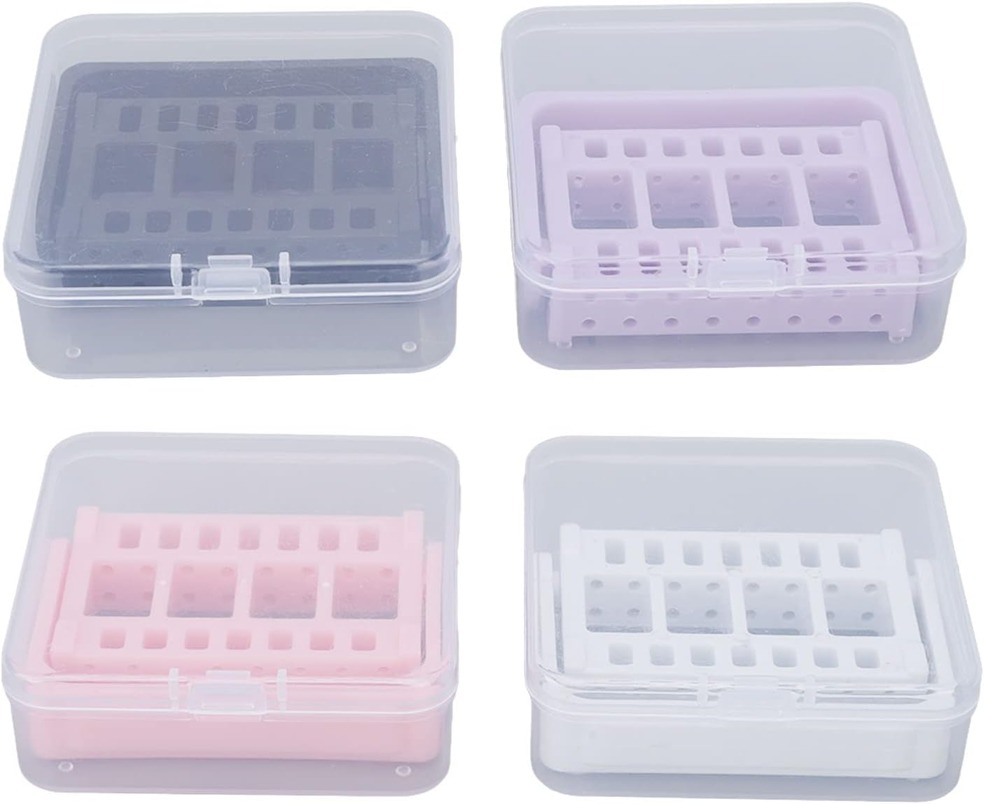 Joyzan Nail Drill Bit Holder Stand, Dust Proof Exhibition Display Storage Case Displayer Portable 16 Holes Manicure Tools Box Tech Art Supply Rack Container Grinding Head Organizer Home Salon 4PCS image number 3