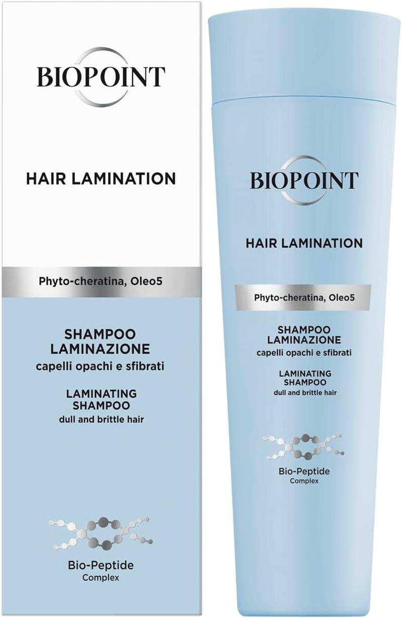 Biopoint Hair Lamination 3D Shine Shampoo for Damaged and Damaged Hair, Moisturises, Softness and Brightness, Mirror Effect, 200 Ml