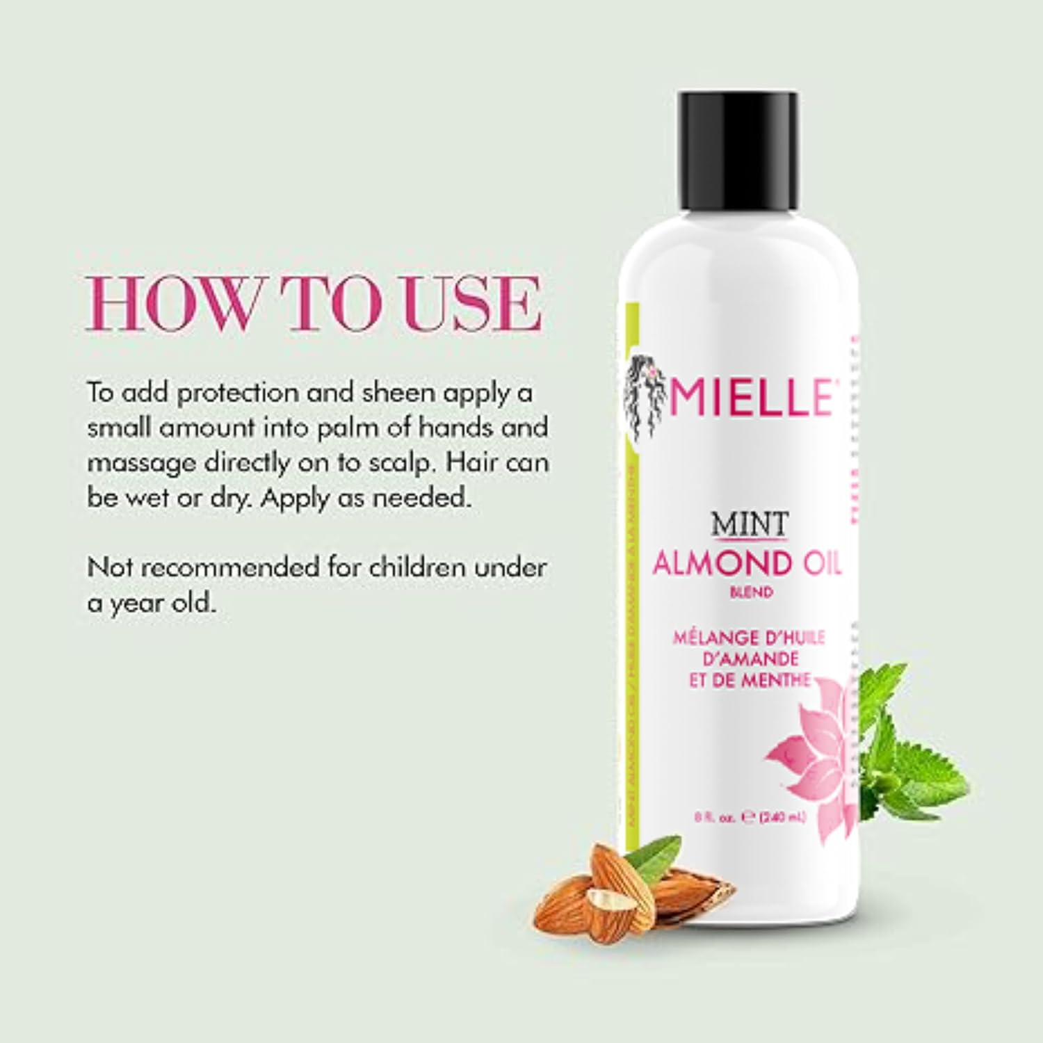 Mielle Mint Almond Oil for Healthy Hair and Scalp, Lightweight, 240 Ml (Pack of 1)