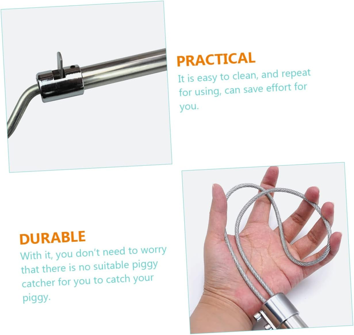 Balacoo Professional Stainless Steel Pig Catcher Pole Portable Farm Catch Supply Ergonomic Lightweight Pig Holder Tool for Safe Animal Handling image number 2