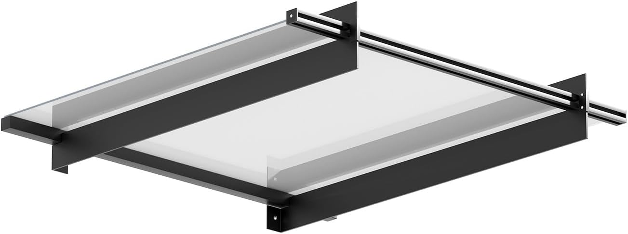 Instahut Window Awning, 1M X 1M Transparent Panel Outdoor Door Canopy Sun Shade Shelter with Black Bracket, Patio Terrace Garden Baconly Porch Shield Rain Snow Eaves Cover Protector Metal Frame image number 3