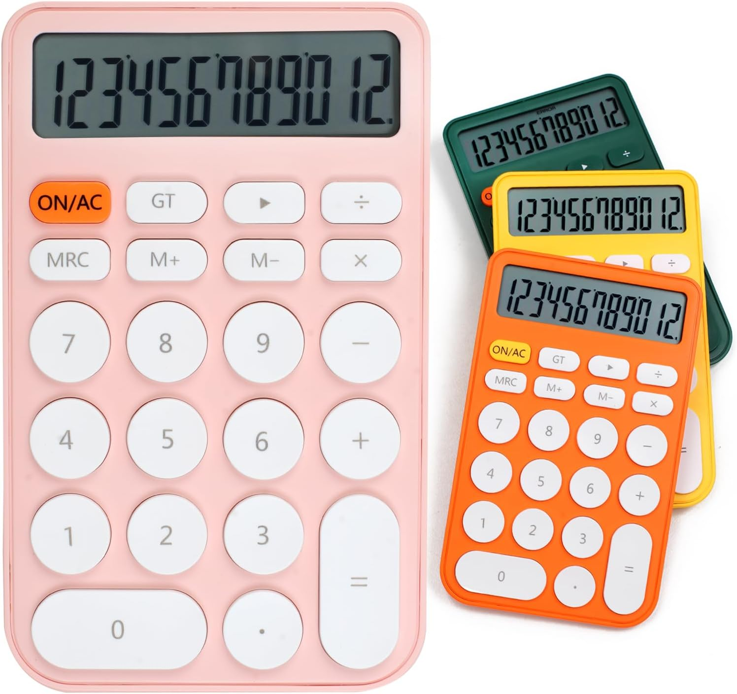 Desktop Calculator 12 Digit, Large Display and Sensitive Button, Standard Calculator with Large LCD Display for Office, Home, School,With Battery(Yellow White)