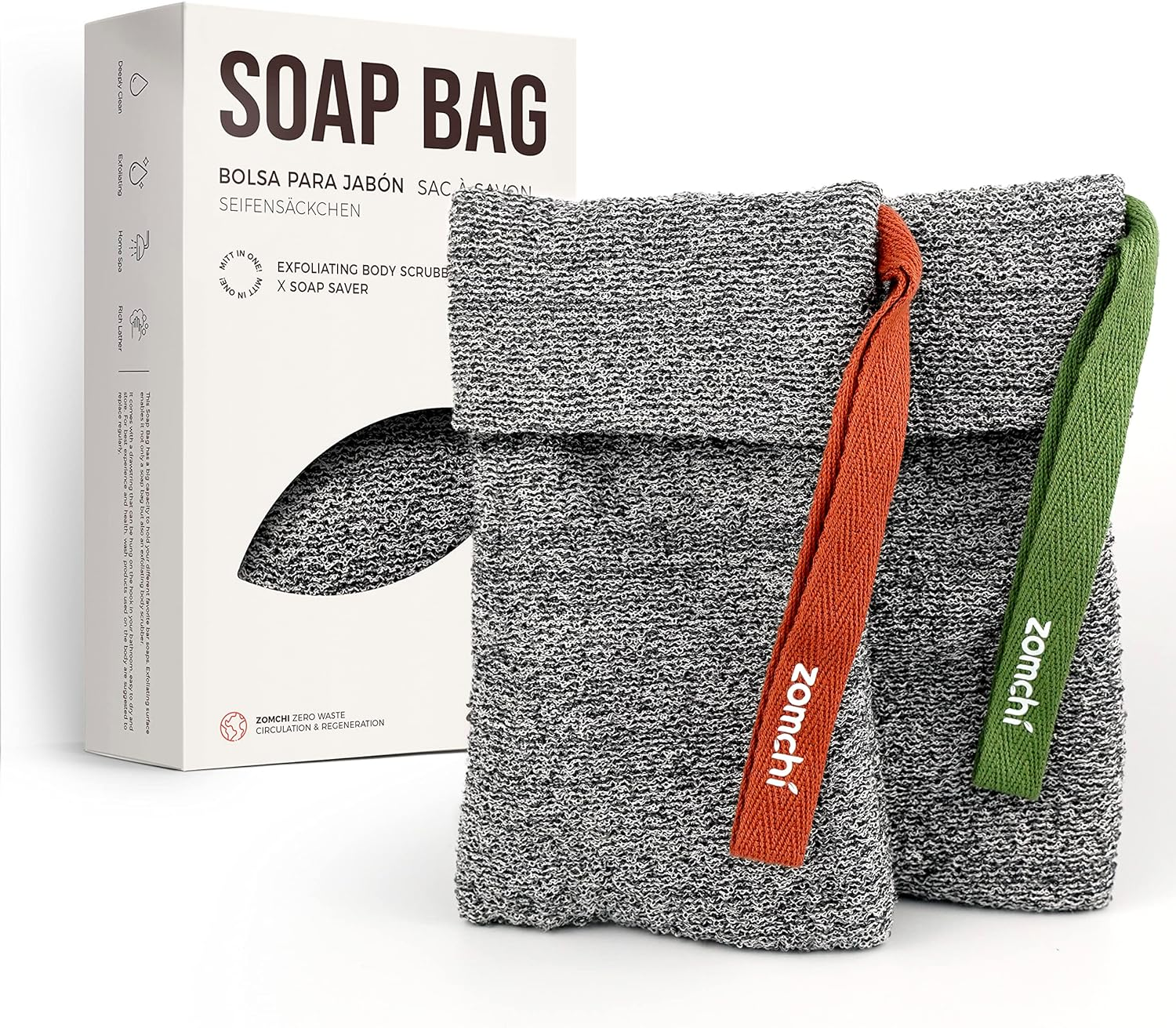 ZOMCHI Pack of 2 Soap Bags for Shower, Soap Bag for Premium Body Washer, Exfoliating Soap Net, Your Bar Soap Best Partner image number 4