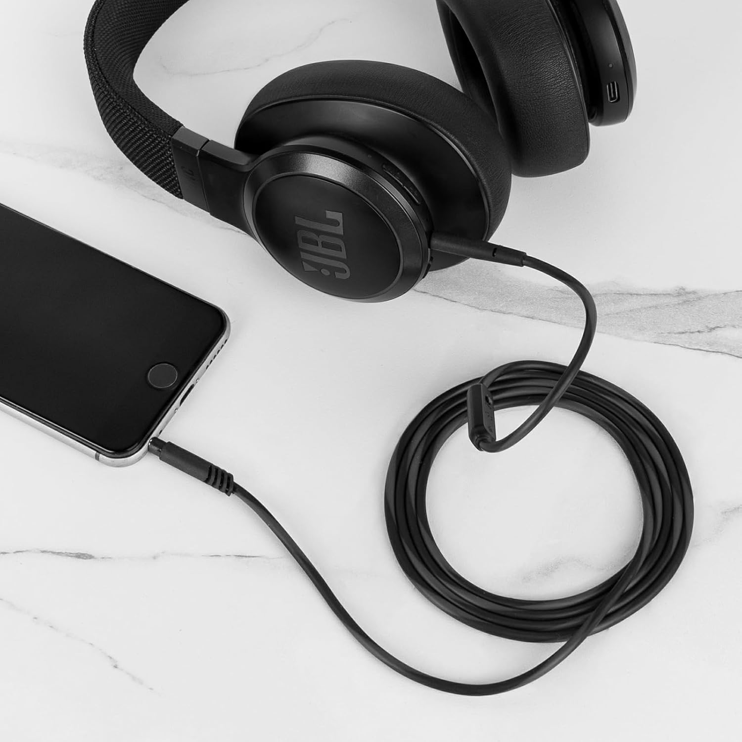 Linkidea Audio Cable with Mic for JBL Tune 770NC/670NC Headphones, 3.5Mm TRRS to 2.5Mm TRS Replacement Aux Cord with Inline Microphone and Volume Control (5 Ft / 1.5M) image number 2