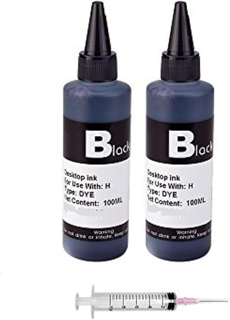 Premium Black Refill Ink for HP Black Cartridges, 200Ml, Compatible with HP 61, 62, 63, 65, 67, 68, 804 & HP 61XL, 62XL, 63XL, 65XL, 68E, 804XL