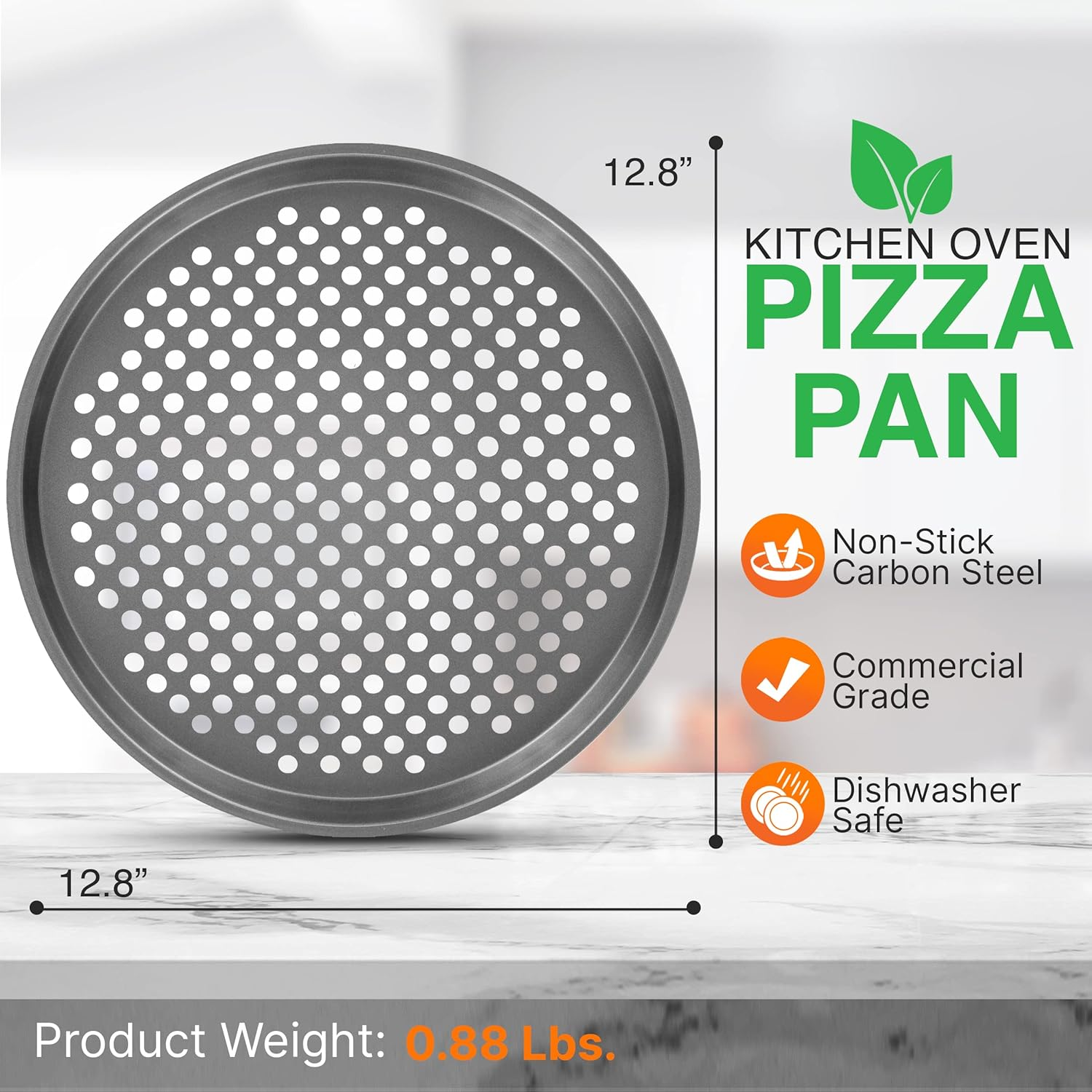 14&rdquo; Non Stick Pizza Pan, Gray Carbon Steel Bake Pan, Commercial Grade Restaurant Quality Metal Bakeware, Compatible with Model NCBS10S image number 4