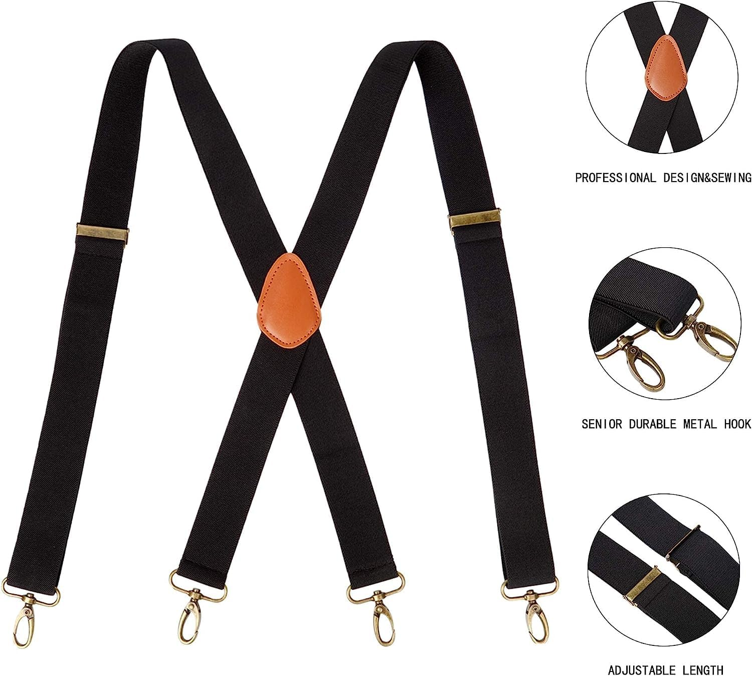 Wide Men'S Adjustable Elastic Suspenders - X-Shape and Y-Shape Clip-On Braces for Unisex Use image number 4