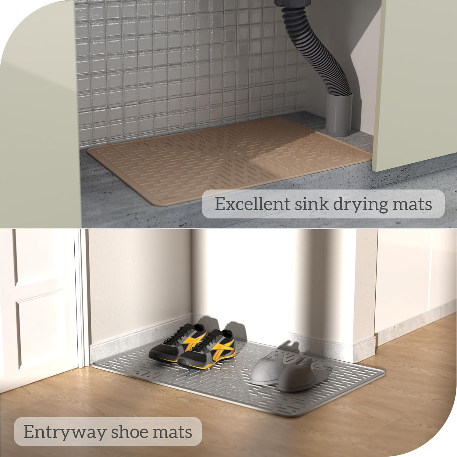 OHMO Premium Silicone Cat Litter Tray Mat, 60 X 40 Cm, Waterproof and Bpa-Free, Cat Litter Tray Mat, Easy to Clean and Keeps Your Home Clean (Light Blue) - Lightblue image number 2