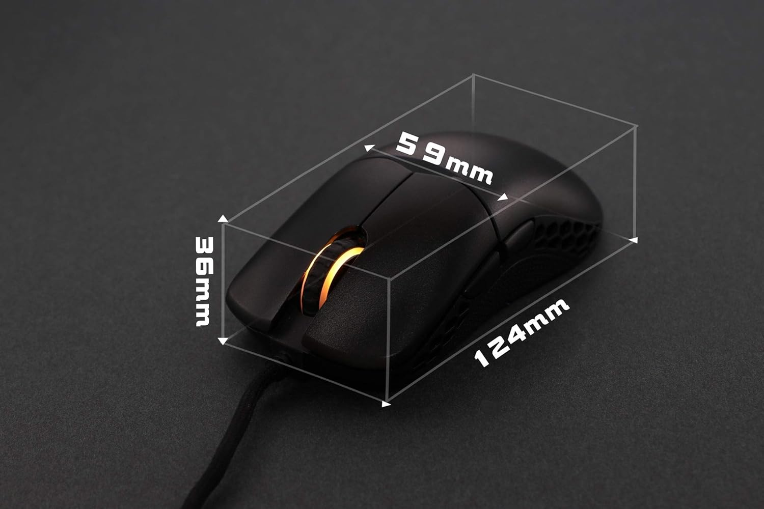 Ducky Feather Gaming Mouse for Right and Left-Handed Users - Pixart PMW3389 Optical Sensor 16000 DPI - 65 G - 7 Buttons - Flexible Cable - ARGB Gaming Lighting (Huano 50M Micro Switches, Black) image number 3
