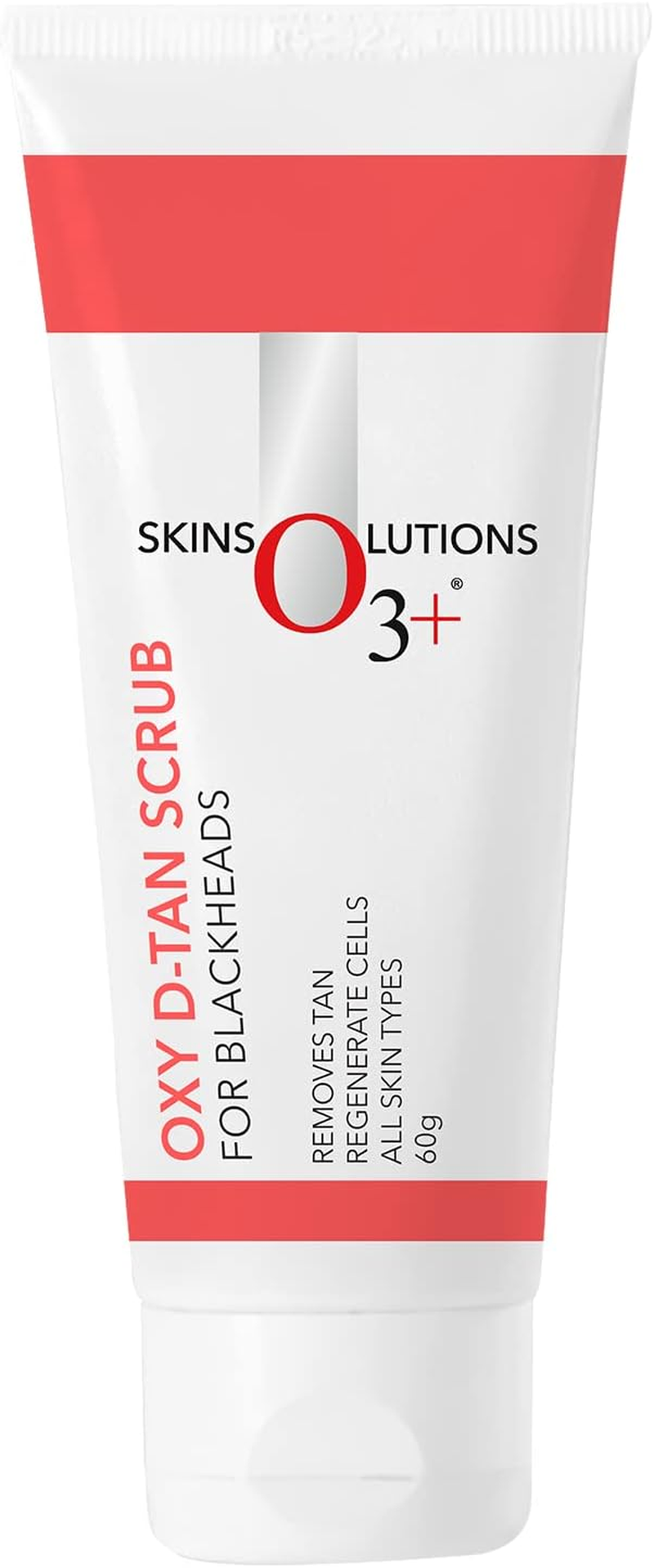 O3+ Oxy D-Tan Scrub for Blackheads & Tan Removal Face Scrub for Glowing Skin | anti Acne, Blackhead Remover