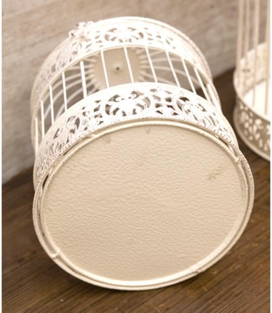 Akizuki Boeki Florist Bird Cage, round S/2, Antique White, L: W9.8 X D9.8 X H18.5 Inches (25 X 25 X 47 Cm), M: W 7.5 X D 7.5 X H 14.6 Inches (19 X 19 X 37 Cm), NBC302RD-W image number 2