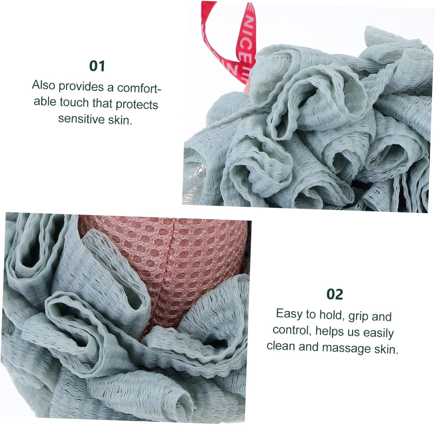 Housoutil 3 Sets Ice Shape Shower Balls Bubble Making Nets for Bath Shower Assorted Bath Flowers Supplies for Family Fun Random Color image number 1