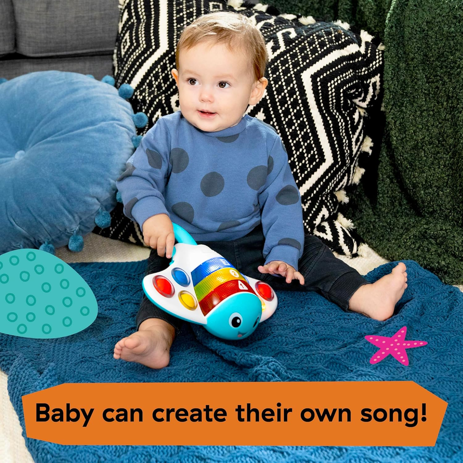 Baby Einstein Ocean Explorers Pop & Explore Stingray Popper Toy, Ages 6 Months and Up image number 2