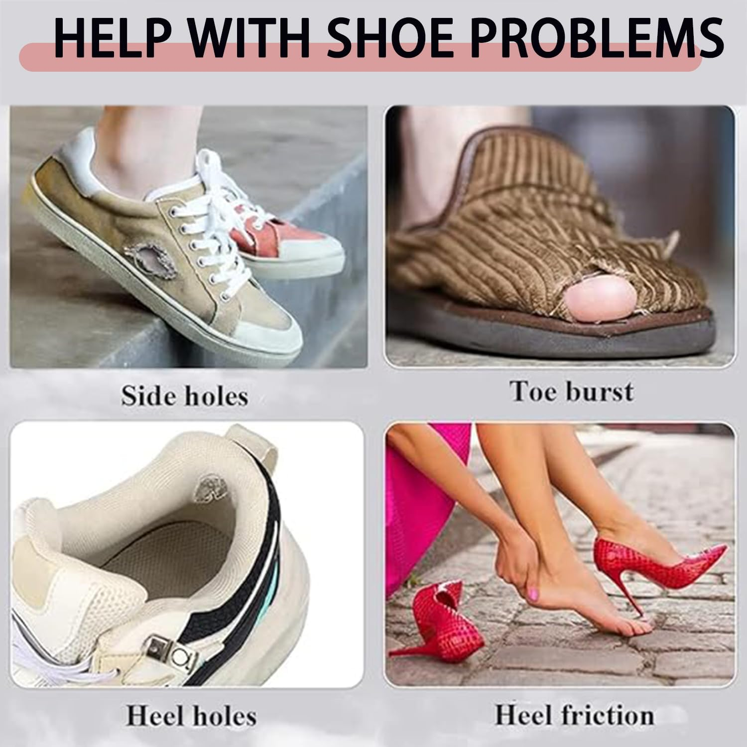 Roczential Shoe Patches for Holes, Self-Adhesive Shoe Hole Repair, Heel Patches for Sneakers Leather High Heels (Black) image number 2