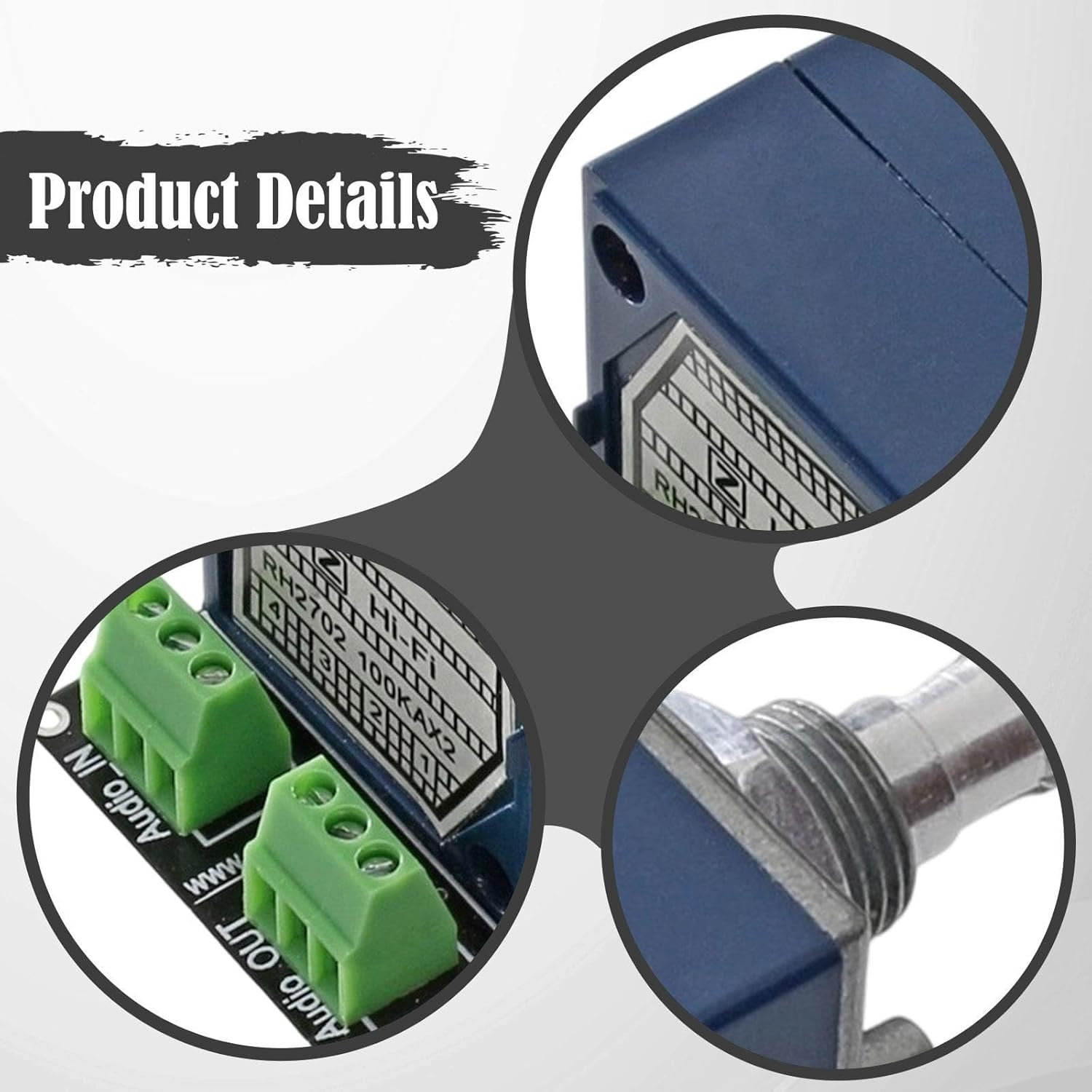 Oshhni PH2702 Volume Potentiometer Attenuator 2 Channel Simple Installation Plug-And-Pull Type for Turntable DIY Amplifiers Speaker, 50K image number 4