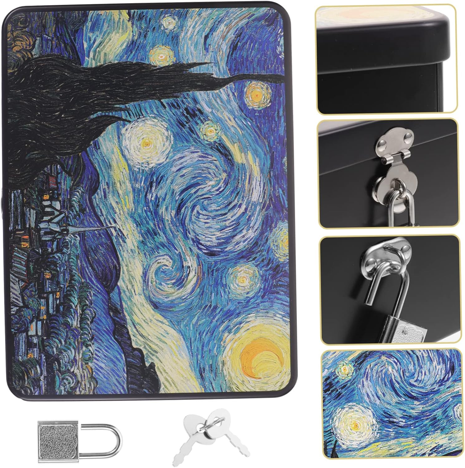 IMIKEYA Vintage Tinplate Storage Box Lock Decorative Lid for Jewelry Small Locking Tin Container for Coins Craft Storage for Ages image number 4