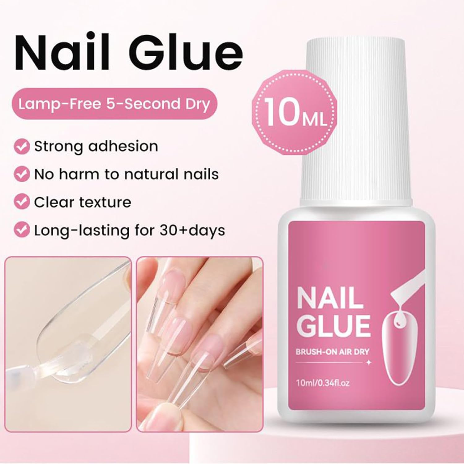 Vgvgaj Press on Nail Glue - Portable Artificial Nail Adhesive | No UV Light Needed Manicure Supplies for Home Travel Creative Stylists Beauty Lovers Busy Professionals Women Girls Mothers image number 1