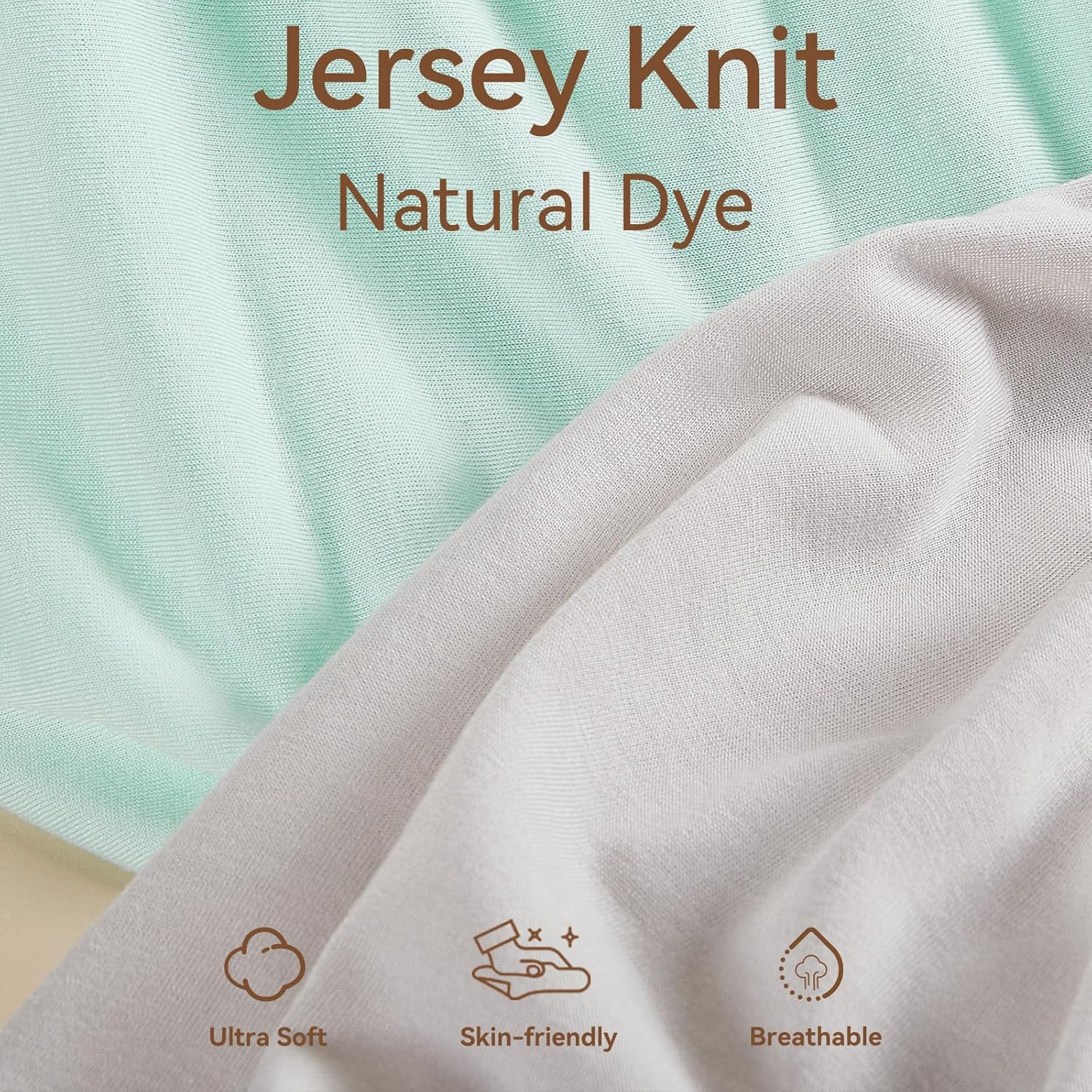 TILLYOU Changing Pad Cover Set in Soft Jersey Material - Fits 32"/34''X16 Contoured Pad for Babies, Lt Green & Lt Gray image number 6