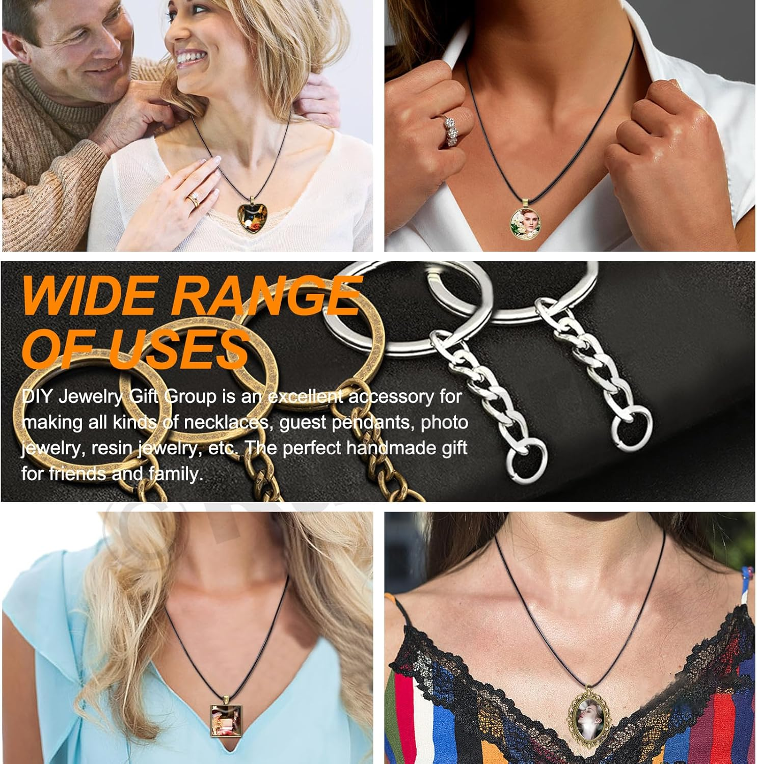 Rustark 100Pcs 5 Styles Pendant Trays Assortment Kit round Pendants Trays Set with Clear Glass Cabochon for Jewelry Making Crafting DIY Making image number 4