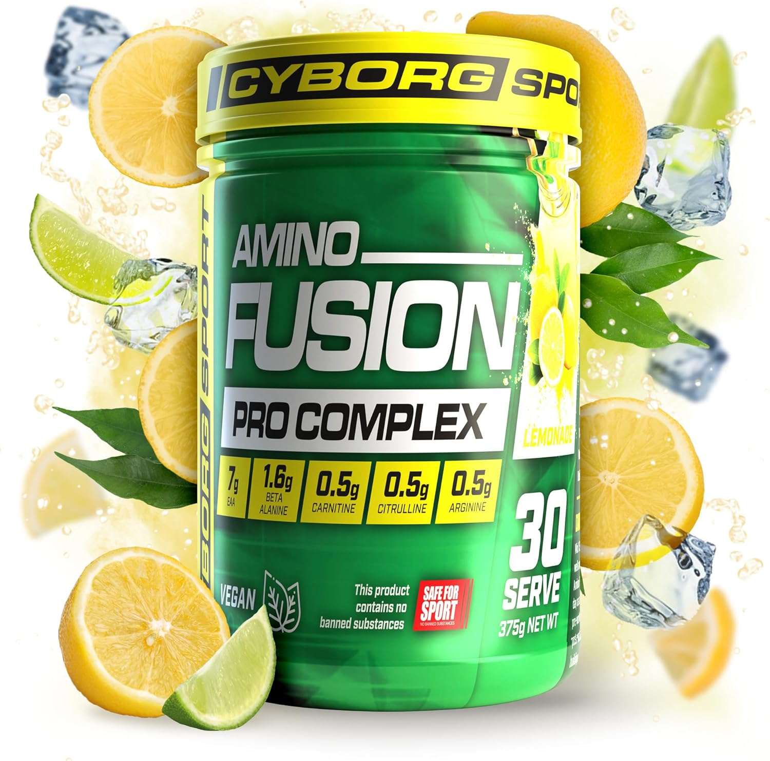 CYBORG SPORT- AMINO FUSION - Lemonade Flavour - 30 Serves -10.1G Amino Acids per Serve - Intra-Workout Blend : EAA BCAA | Beta Alanine | Carnitine | L-Citrulline | Arginine - Performance and Recovery image number 2