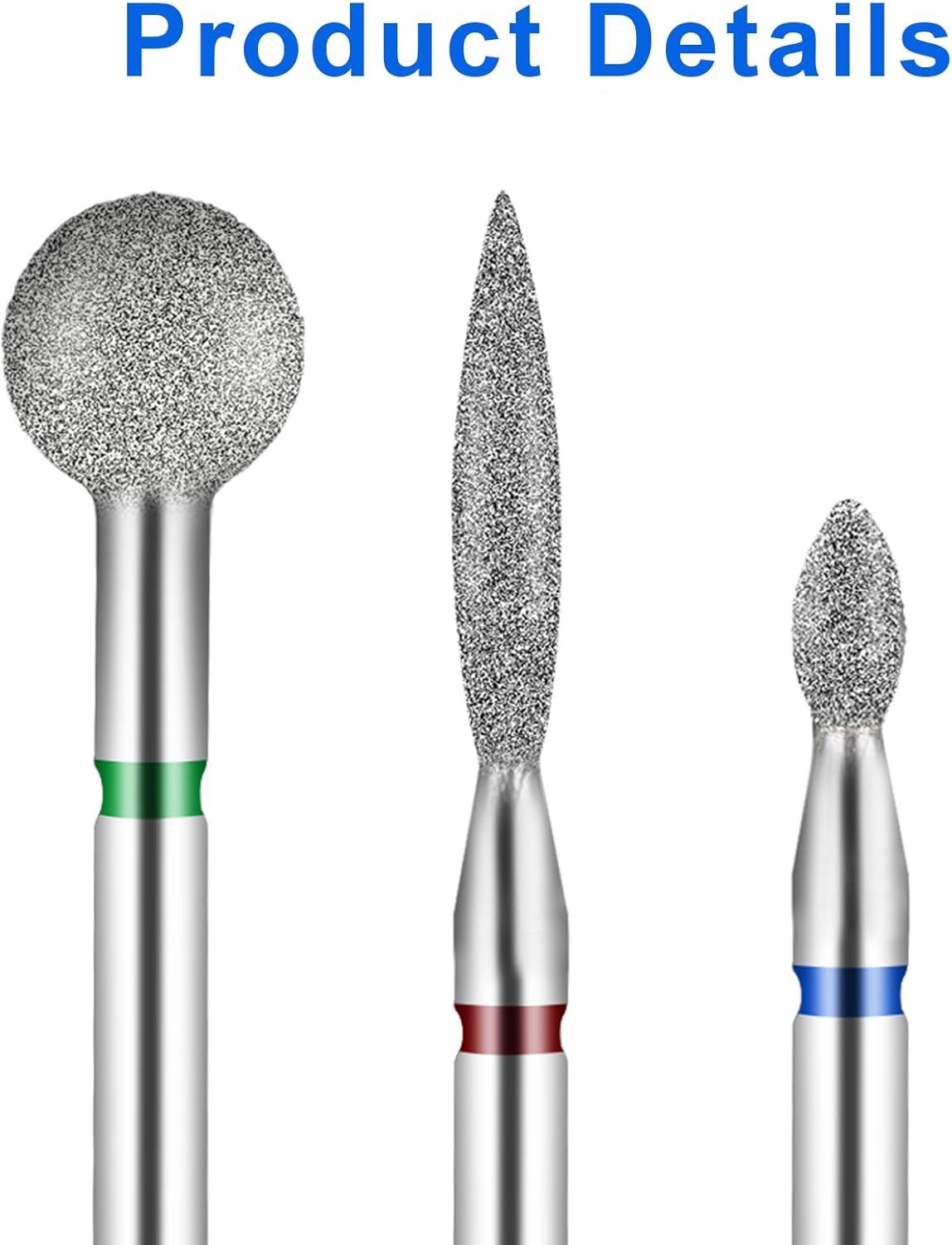 YUXIANLB Pack of 3 Diamond Nail Drills Cuticle Drill Ball Shape Cuticle Nail Cutter Bit Flame Bit All in One Nail Prep Kit for Manicure Salon Cuticle Remove under Nail Dead Red image number 1