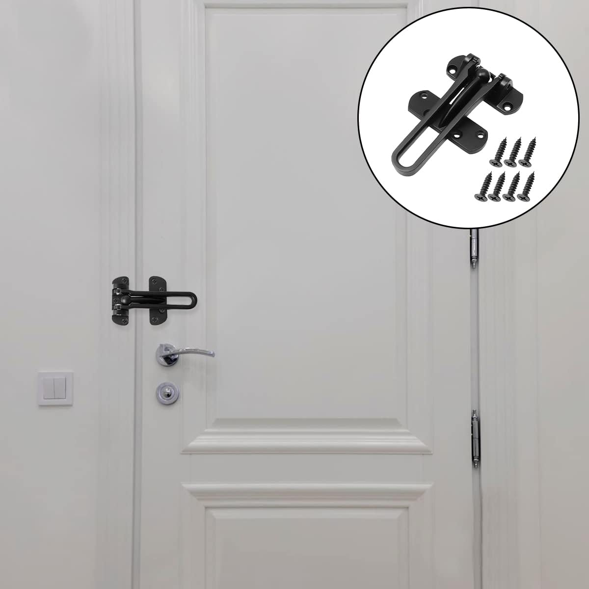 BEZANU Door Lock Latch, Black Heavy Duty Security Door Guard Lock for Home Hotel Hardware image number 3