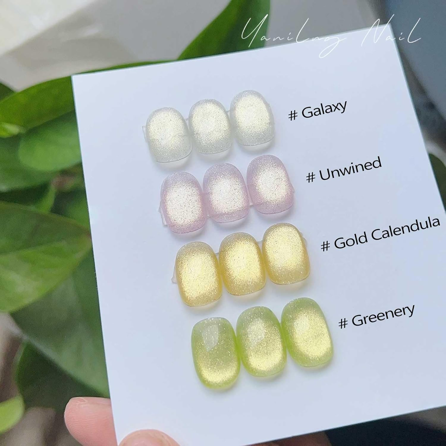 ADHERE Galaxy Cat Eye Series - 12Ml Cat Eye Gel Nail Polish 1Pc Holographic Magnetic Gel Polish, Soak Off, for Manicure Salon DIY at Home (Gold Calendula) - Greenery image number 7