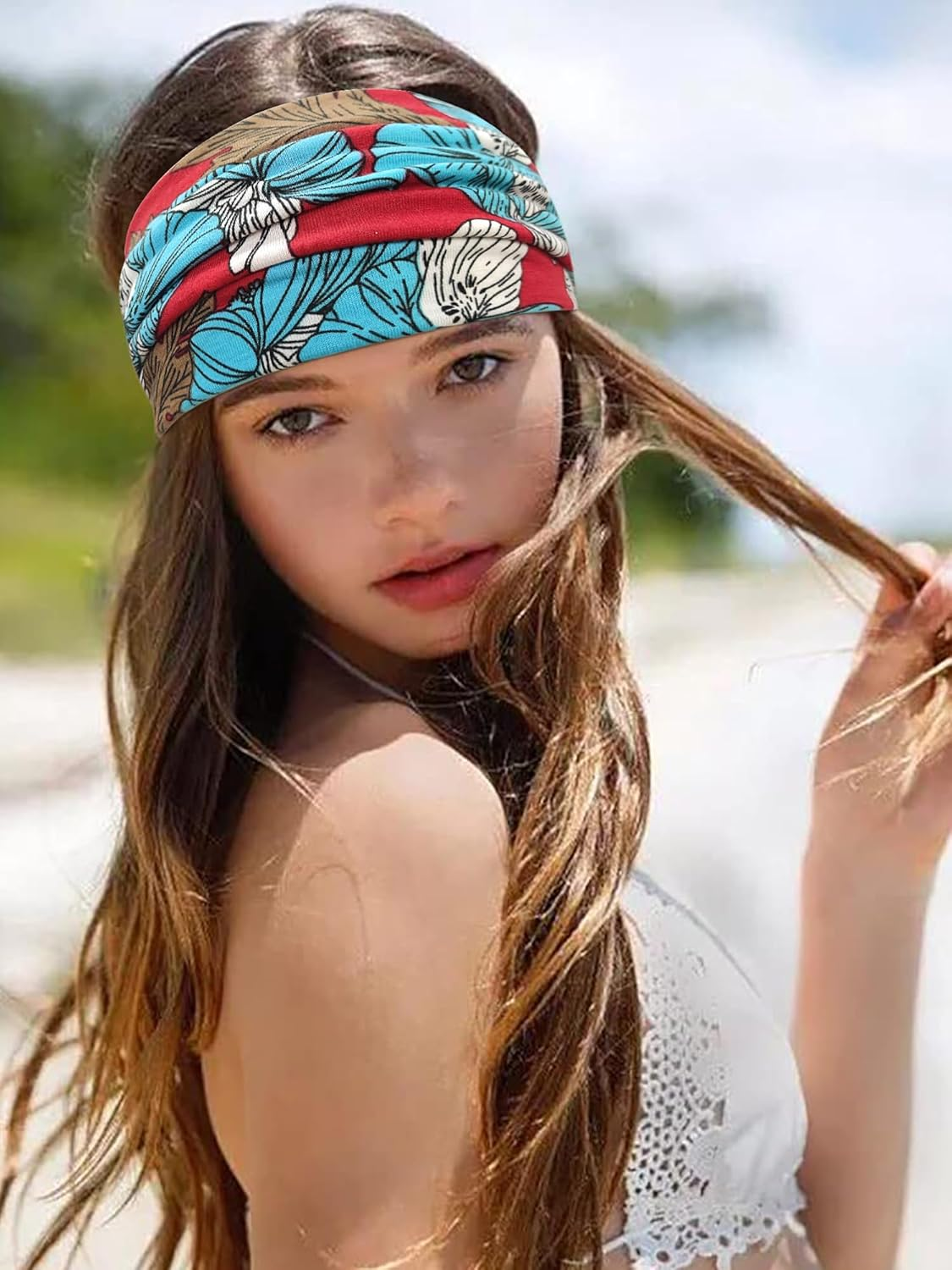 Kavya Headbands for Women'S Hair UK, Wide Soft Ladies Headband Boho, Fashion Bandanas Knot Adult Scarfs Hairbands Elastic Fashion Yoga Hair Bands Hair Accessories (Elegant)